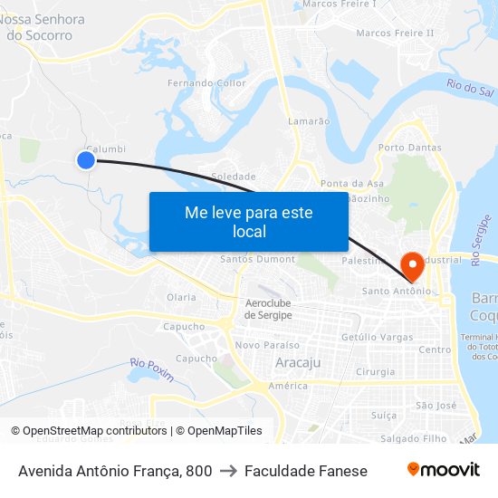 Avenida Antônio França, 800 to Faculdade Fanese map