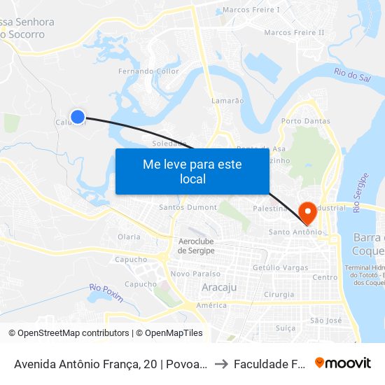 Avenida Antônio França, 20 | Povoado Calumbi to Faculdade Fanese map