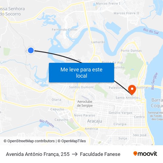 Avenida Antônio França, 255 to Faculdade Fanese map