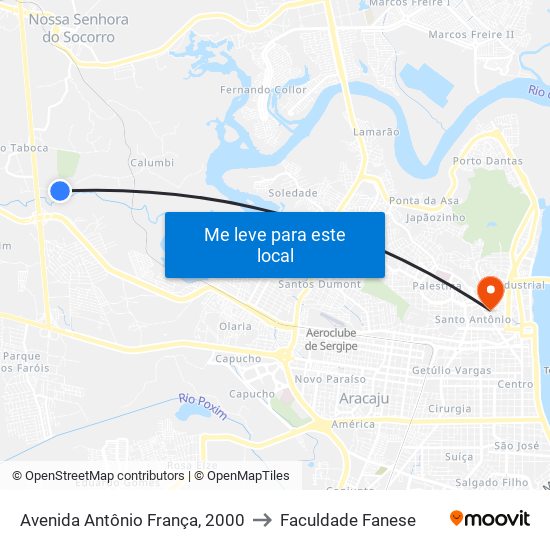 Avenida Antônio França, 2000 to Faculdade Fanese map