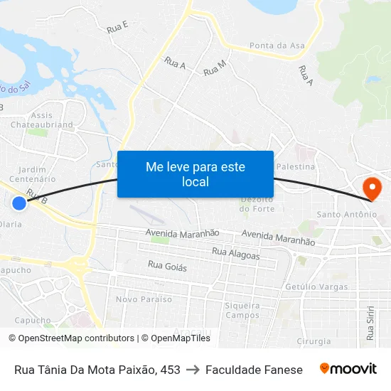 Rua Tânia Da Mota Paixão, 453 to Faculdade Fanese map