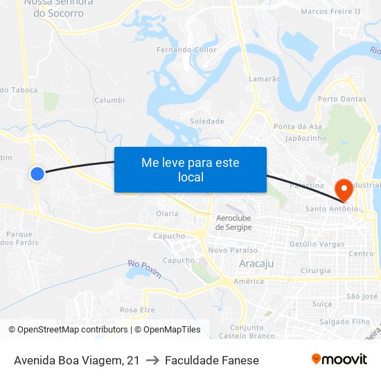 Avenida Boa Viagem, 21 to Faculdade Fanese map
