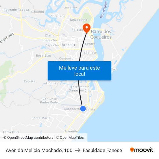 Avenida Melício Machado, 100 to Faculdade Fanese map