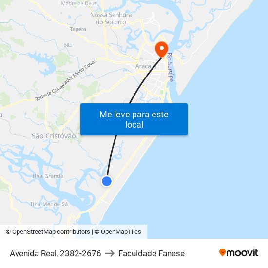 Avenida Real, 2382-2676 to Faculdade Fanese map