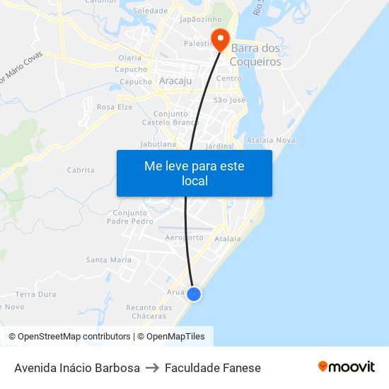 Avenida Inácio Barbosa to Faculdade Fanese map