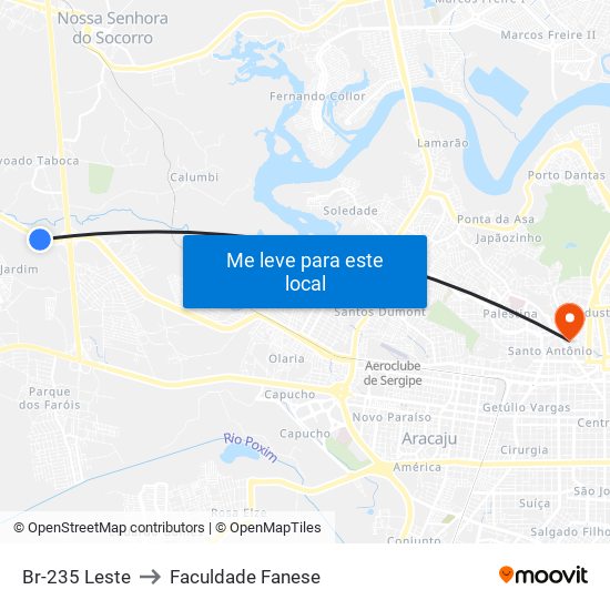 Br-235 Leste to Faculdade Fanese map