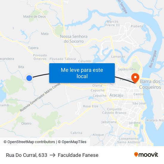 Rua Do Curral, 633 to Faculdade Fanese map