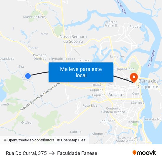 Rua Do Curral, 375 to Faculdade Fanese map