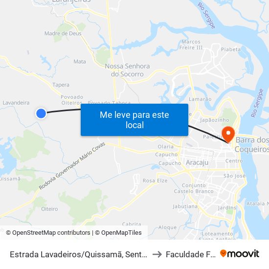 Estrada Lavadeiros/Quissamã, Sentido Quissamã to Faculdade Fanese map