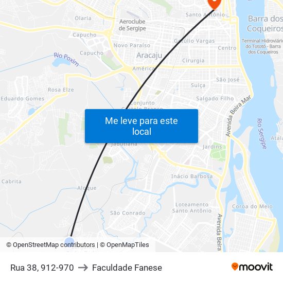 Rua 38, 912-970 to Faculdade Fanese map