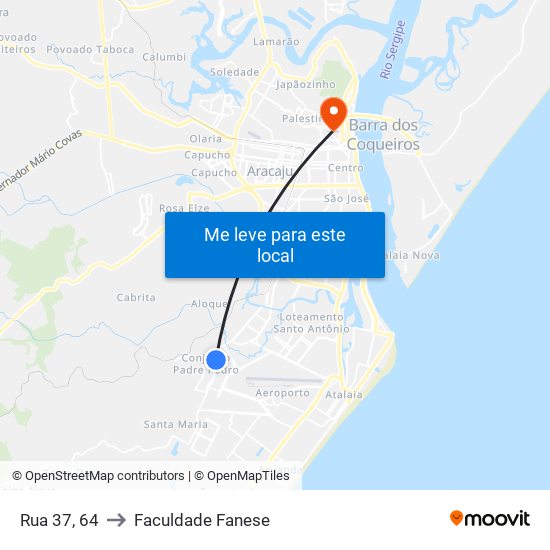 Rua 37, 64 to Faculdade Fanese map