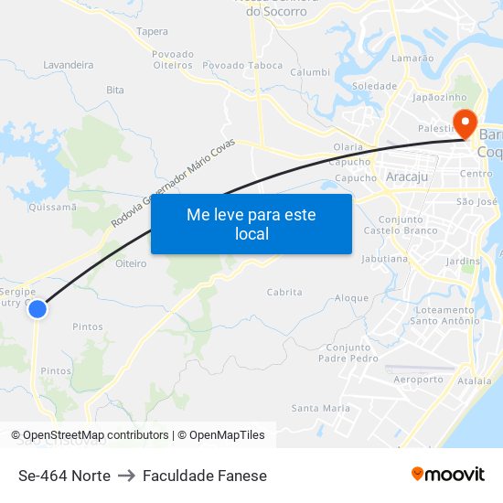 Se-464 Norte to Faculdade Fanese map