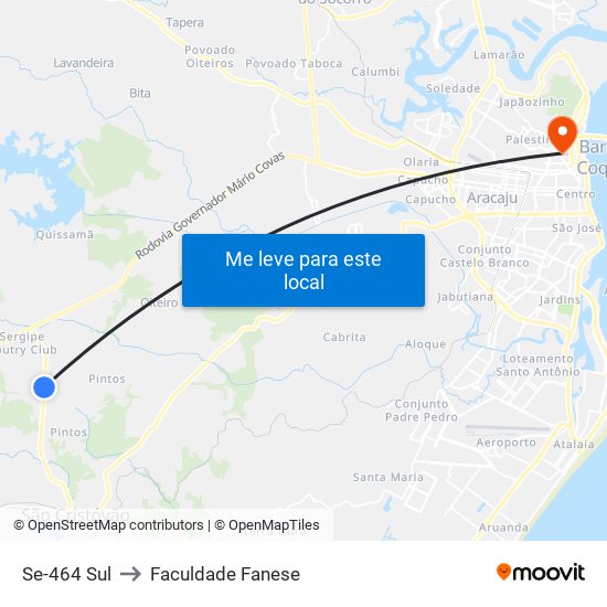 Se-464 Sul to Faculdade Fanese map