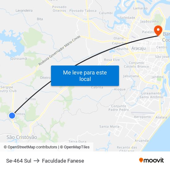 Se-464 Sul to Faculdade Fanese map