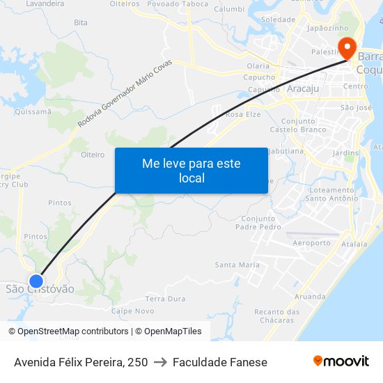 Avenida Félix Pereira, 250 to Faculdade Fanese map