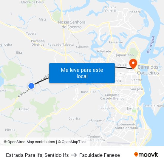 Estrada Para Ifs, Sentido Ifs to Faculdade Fanese map