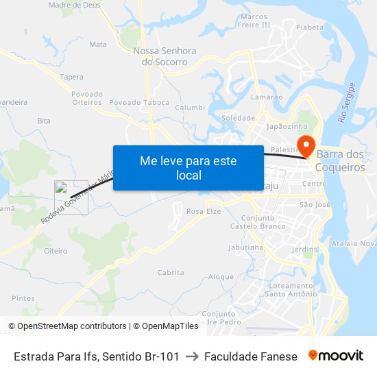 Estrada Para Ifs, Sentido Br-101 to Faculdade Fanese map
