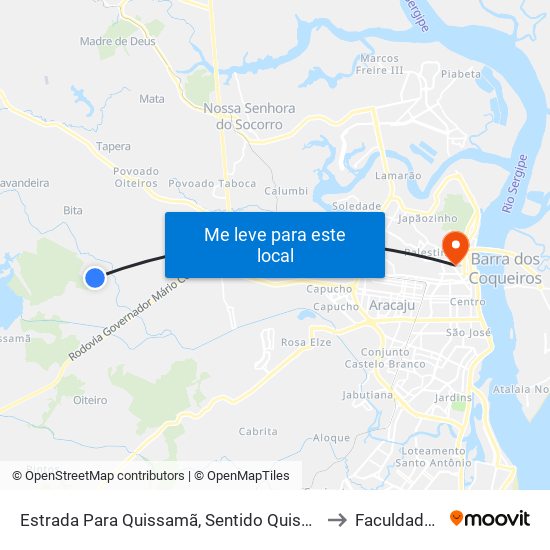 Estrada Para Quissamã, Sentido Quissamã | Povoado São Luís to Faculdade Fanese map