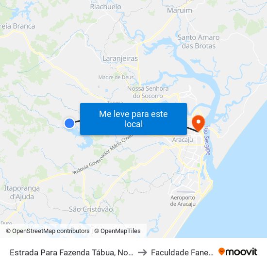 Estrada Para Fazenda Tábua, Norte to Faculdade Fanese map