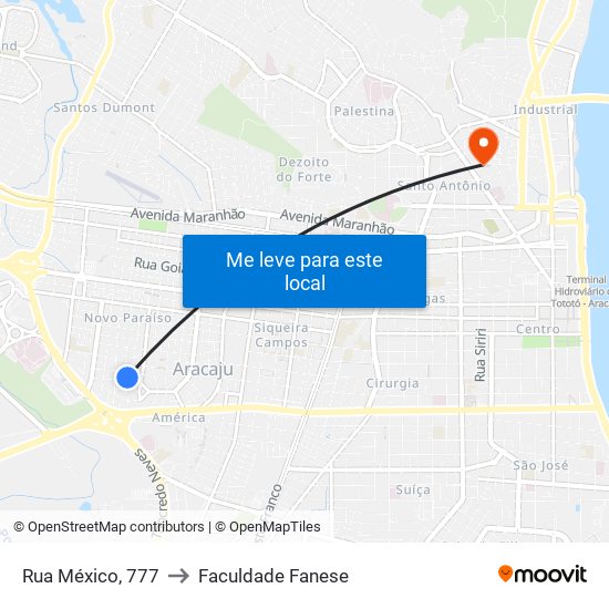 Rua México, 777 to Faculdade Fanese map