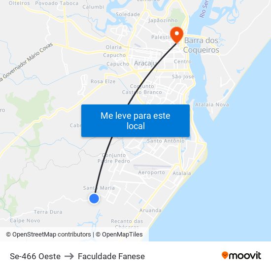 Se-466 Oeste to Faculdade Fanese map