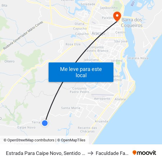 Estrada Para Caípe Novo, Sentido Aracaju to Faculdade Fanese map