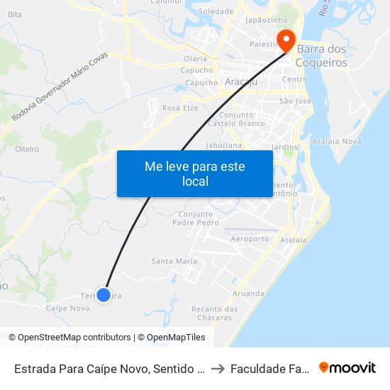 Estrada Para Caípe Novo, Sentido Aracaju to Faculdade Fanese map