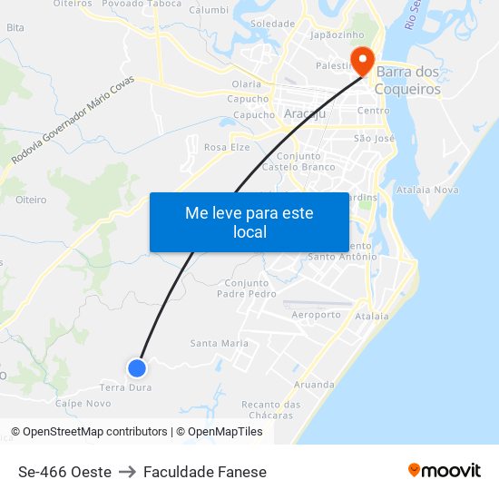 Se-466 Oeste to Faculdade Fanese map