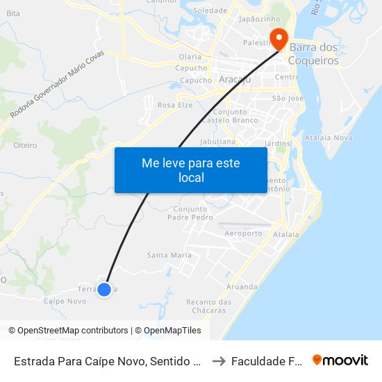 Estrada Para Caípe Novo, Sentido Caipé Novo to Faculdade Fanese map