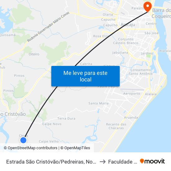 Estrada São Cristóvão/Pedreiras, Norte | Povoado Chica to Faculdade Fanese map