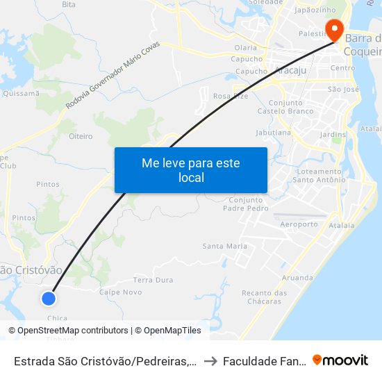 Estrada São Cristóvão/Pedreiras, Norte to Faculdade Fanese map