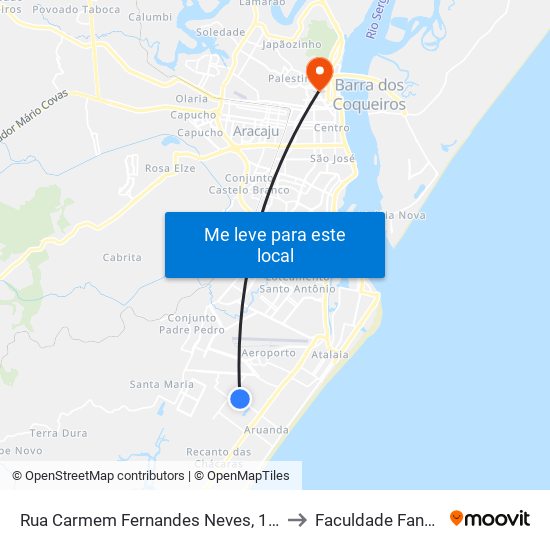 Rua Carmem Fernandes Neves, 1100 to Faculdade Fanese map