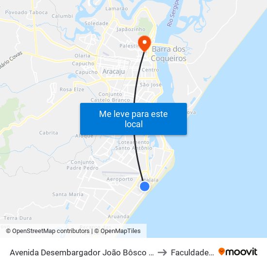 Avenida Desembargador João Bôsco De Andrade Lima, 755 to Faculdade Fanese map