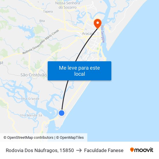 Rodovia Dos Náufragos, 15850 to Faculdade Fanese map