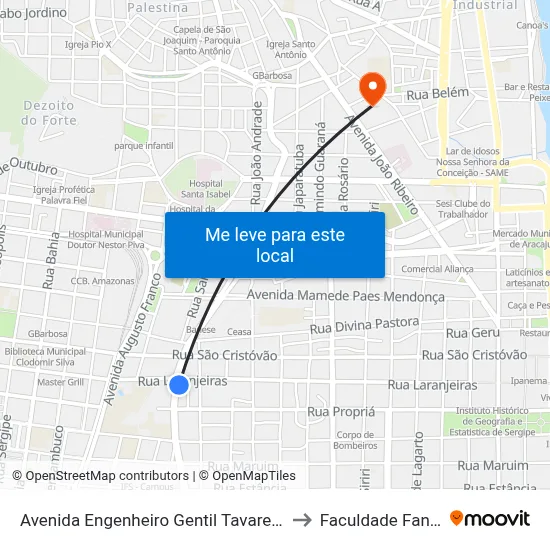 Avenida Engenheiro Gentil Tavares, 625 to Faculdade Fanese map