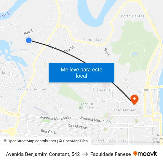 Avenida Benjamim Constant, 542 to Faculdade Fanese map