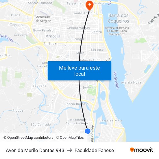 Avenida Murilo Dantas 943 to Faculdade Fanese map