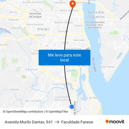 Avenida Murilo Dantas, 941 to Faculdade Fanese map