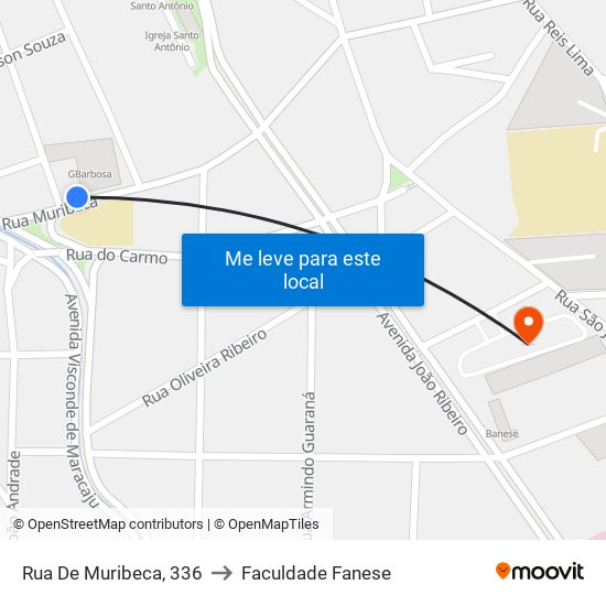 Rua De Muribeca, 336 to Faculdade Fanese map