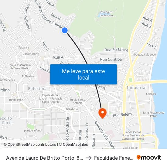 Avenida Lauro De Britto Porto, 865 to Faculdade Fanese map