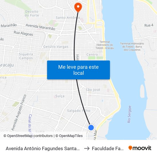 Avenida Antônio Fagundes Santana, 516 to Faculdade Fanese map