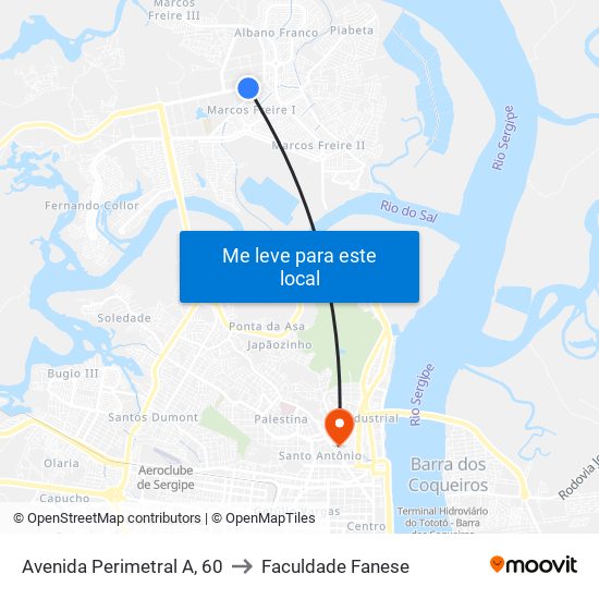 Avenida Perimetral A, 60 to Faculdade Fanese map