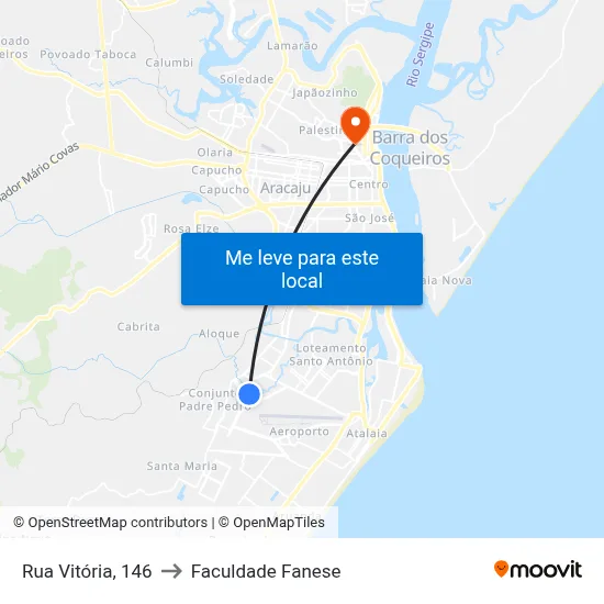 Rua Vitória, 146 to Faculdade Fanese map