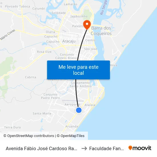 Avenida Fábio José Cardoso Ramos to Faculdade Fanese map