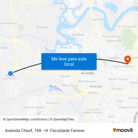 Avenida Chesf, 768 to Faculdade Fanese map