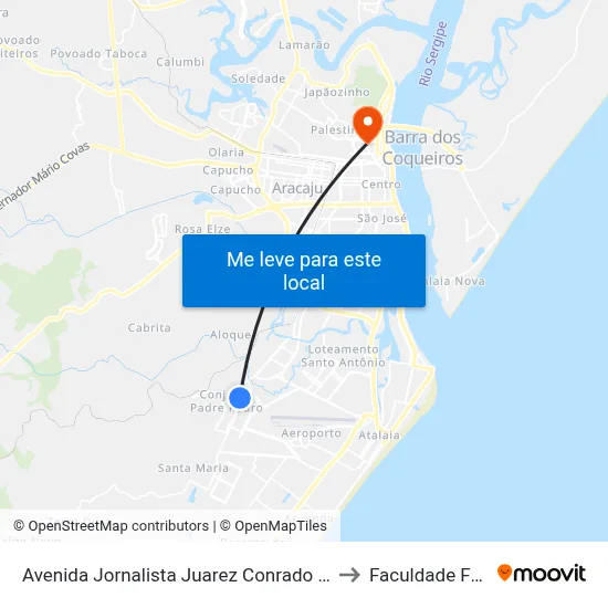 Avenida Jornalista Juarez Conrado Dantas 529 to Faculdade Fanese map