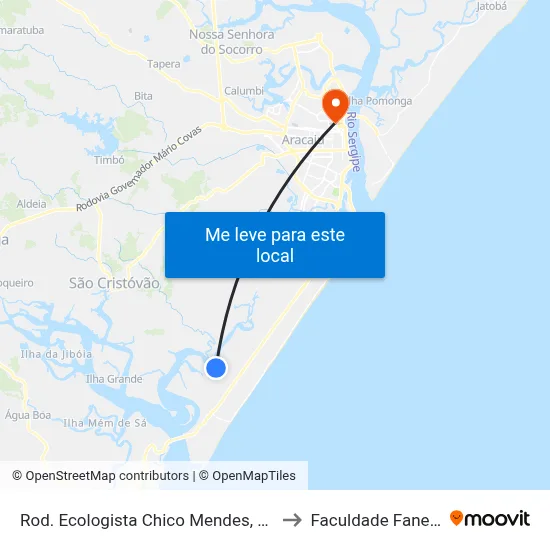 Rod. Ecologista Chico Mendes, 430 to Faculdade Fanese map