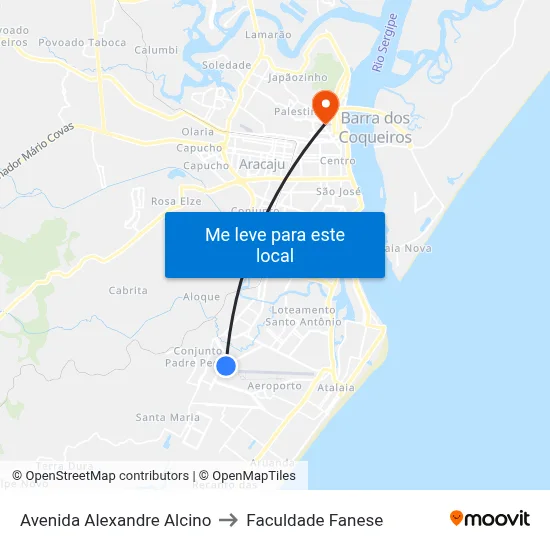 Avenida Alexandre Alcino to Faculdade Fanese map