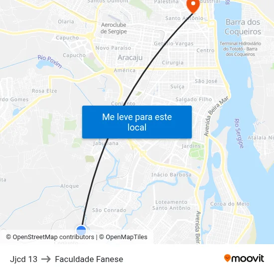 Jjcd 13 to Faculdade Fanese map