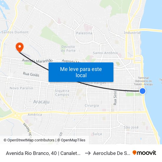 Avenida Rio Branco, 40 | Canaleta Rio Branco to Aeroclube De Sergipe map